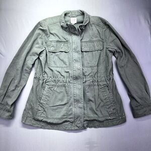 Gap Core Utility Jacket Women’s Size M Beach‎ Military Side Cinch Pockets Green